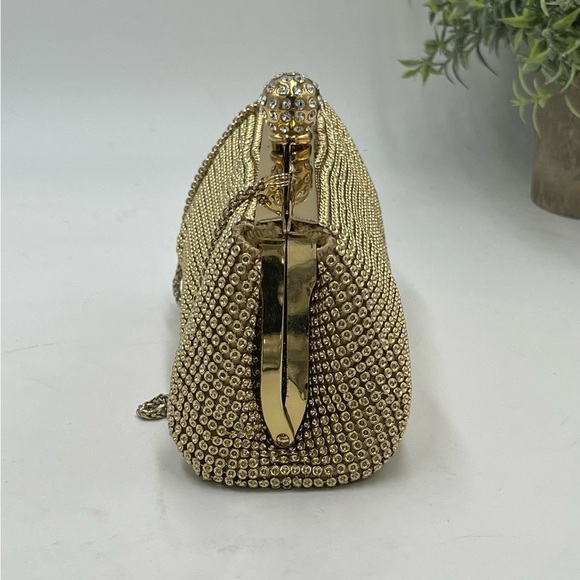 Whiting & Davis Gold Crystal Ball Metal Mesh Evening Party Clutch Bag Purse - Picture 7 of 16